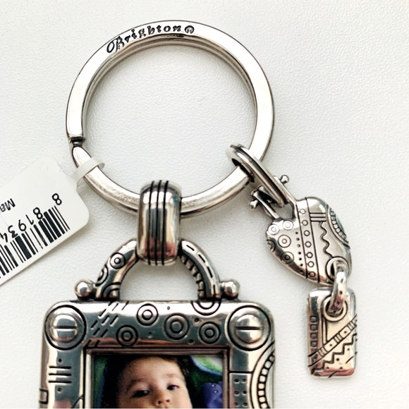 BRIGHTON Manchester Silver Plated Square Photo Charm Key Fob NWT - Picture 4 of 8